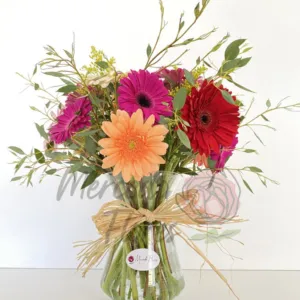 Florero Ignacia. 15 Gerberas en Florero.