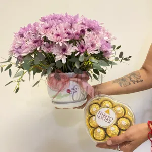 Arreglo Rita+Chocolate ferrero corazón.