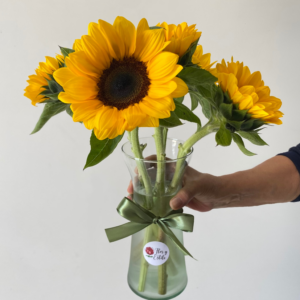 Florero Pepa. 5 girasoles en florero.